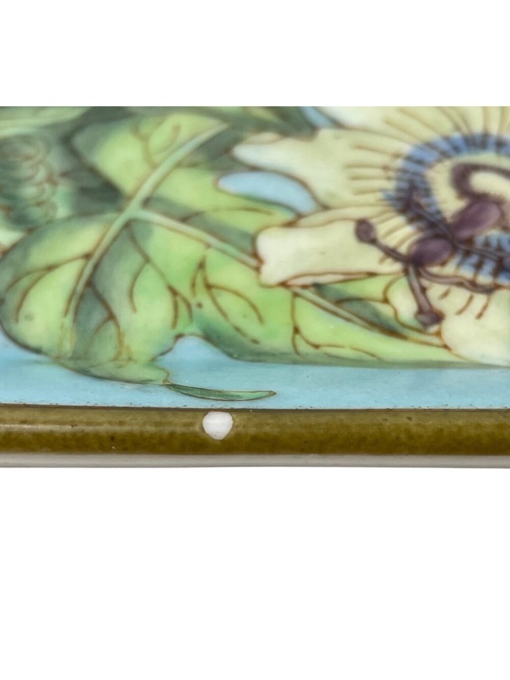 Hand-Painted HomArt Rectangular Ceramic Tray Passionflower Design Decorative - Picture 5 of 10